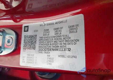 2021 Chevrolet Colorado 4Wd Short Box Z71 from USA, damaged, VIN 1GCGTDEN4M1113032